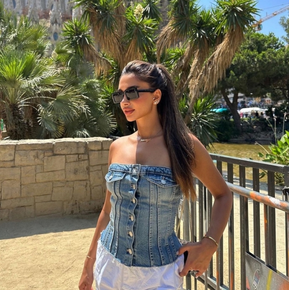 Zara Blue Corset Style Denim Top size S - Picture 3 of 16